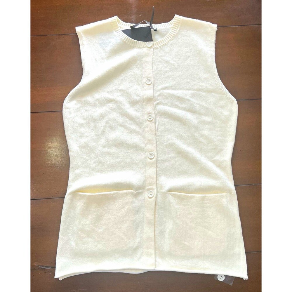 NWT Lioness Ivory Knit Button Front Sleeveless Sweater Vest Small